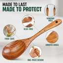 6 Pcs Wooden Cooking Spoons Set  Natural Teak Wood, Safe for Nonstick Cookware & Healthy Kitchen Utensils