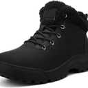 binkasen Womens Snow Boots Warm Winter Fur Lined Waterproof Ankle Booties Comfortable Outdoor Trekking Shoes Black US 10
