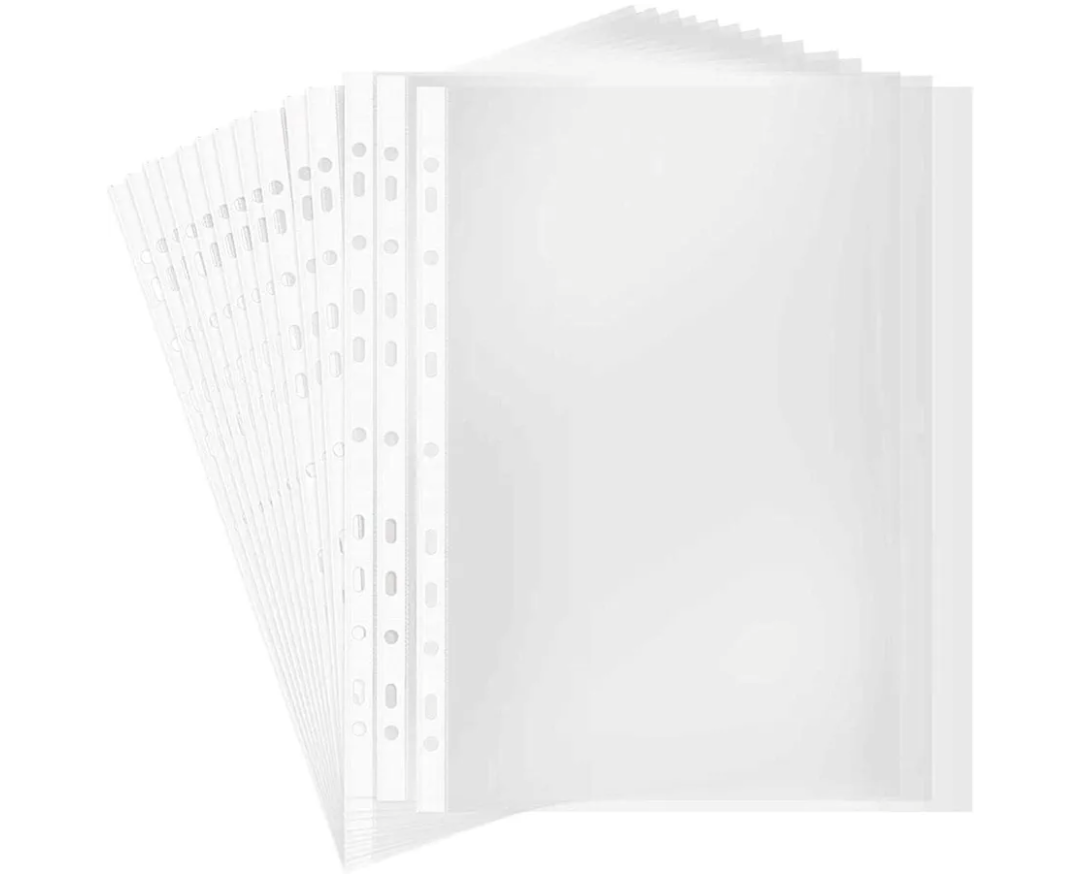 Sheet Protectors 9 x11 Inch, 100 Pack Page Protectors for 2/3/4 Ring Binder, Plastic Sleeves with Reinforced 11-Hole Punch for Binders, Letter Size, for A4