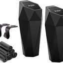 Ginsco Car Trash Can Cup Holder, 2 Pack Mini Trash Can with Lid, Car Accessories for Interior, Leakproof Small Trash Cup for Home with Additional 2 ABS Hooks and 90pcs Trash Bags Black (600ml x 2)