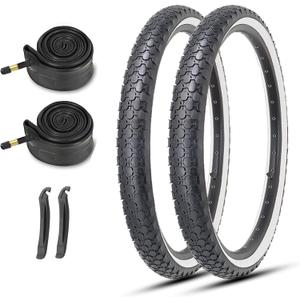MOHEGIA 24/26 Inch Cruiser Bike Tires Set: 24x2.125/26x2.125 Inch Classic Folding Bicycle Tires,and Pair Inner Tubes with Tire Levers for Beach Cruiser City Bikes