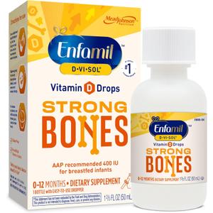 Enfamil Baby Vitamin D-Vi-Sol Liquid Vitamin D Drops, Supports Strong Teeth & Bone Development, 50mL Bottle (1.69 Fl Oz (Pack of 1)), No BB Date