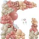 PERPAOL 154pcs Dusty Rose Pink Blush Balloons Garland Arch Kit Baby in Bloom Spring Floral Retro Boho Nude Cream Peach Champagne for Bridal Shower Garden Tea Party Girls Birthday Wedding Decorations