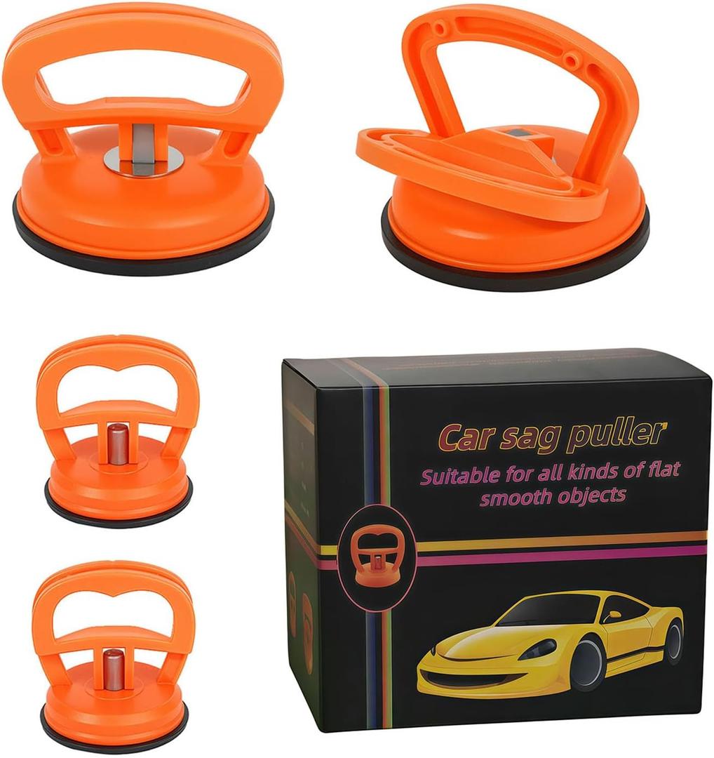 4-Pack Car Dent Puller Tool Kit - Professional Dent Removal for Cars, Glass, Screens, Tiles, and More! Perfect for Easy Dent Repair (2 Large Orange +2 Small Orange)