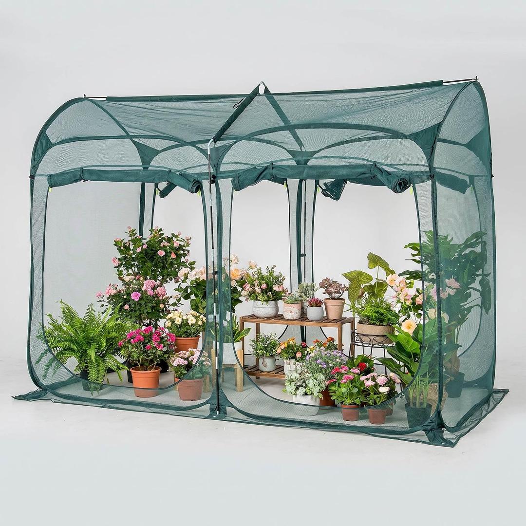 Poray 8.2x4FT Pop up Tunnel Crop Cage, 6FT High Plant Netting Cover for Garden, Pest Guard Barrier for Vegetables & Fruits, Durable Animal & Insect Protection Net