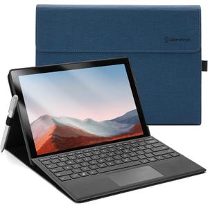 Omnpak Case for Microsoft Surface Pro 7 Plus /7/6 /5/4 with Stylus Holder, Multiple Angle Polyester Slim Lightweight Cover, Compatible with Type Cover Keyboard (Not Include Keyboard) (Blue)