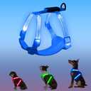 Rechargeable Light Up Dog Harness for Small Dogs Adjustable LED Dog Vest with Reflective Strips, No Pull Glow in The Dark Puppy Harness for Night Walking Safety-Blue