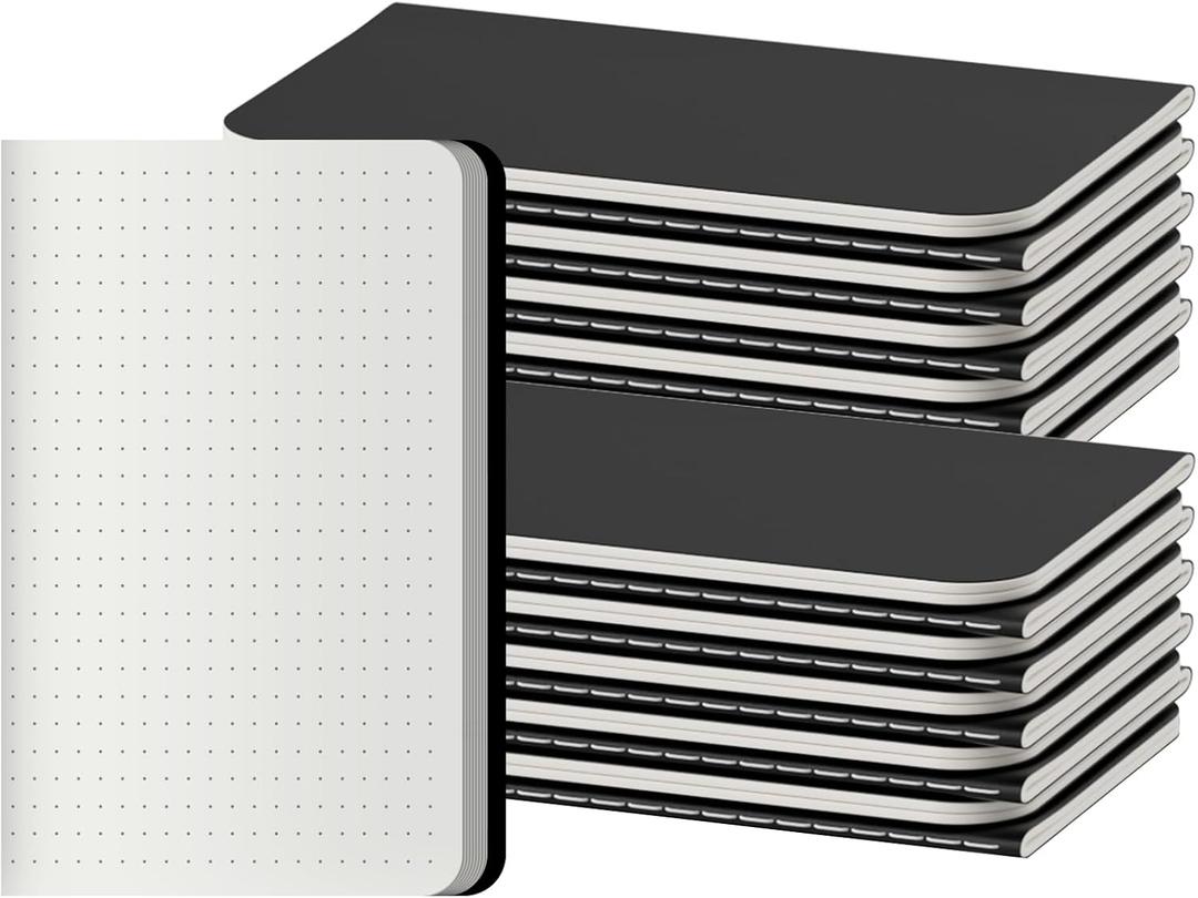Dot Grid Pocket Notebooks, 20 Pack Mini Notebook Bulk, 3.5x5.5 inch, A6 Size Thick 80GSM Dotted Paper, Black Cover Small Journal for Men, Women, Work, Journaling & Business Notes