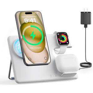 Wireless Charger Station for Apple: MGG 3 in 1 Magnetic Charging Stand Foldable for iPhone 15 14 13 12 Pro Max Plus - Apple Watch 9 8 7 6 5 4 SE - AirPods Pro 2/3