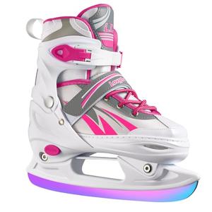 Lovydro Adjustable Kids Ice Skates for Girls Boys, 4 Size Adjustable Beginners Ice Hockey Skates for Children Youths Teen Ages 3-12, Toddler Girls Ice Skating Shoes with Comfortable Lining, White Pink Size L