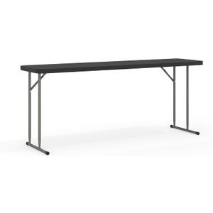 Flash Furniture Kathryn 6' Rectangular Plastic Folding Table, Long Plastic Foldable Table for Indoor/Outdoor Events, Black, 1 count