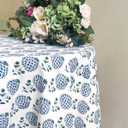 ATOSII Roma Blue 100% Cotton Boho Round Fall Tablecloth, Handblock Floral Print Table Cloth Linen for Kitchen Dining I Parties, Outdoors, Weddings, Christmas, Thanksgiving Decor 72" Inches Diameter