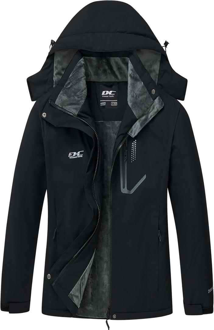 Diamond Candy Women's Winter Ski Jacket Hooded Windproof Warm Jackets Snow Waterproof Rain Coat (X-Large)
