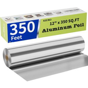 Aluminum Foil Roll, 12in x 350ft Aluminum Foil, Thick Strong Tin Foil with Cutter, Food Safe Cling Wrap for Cooking, Baking, Roasting, Grilling, Freezer Storage
