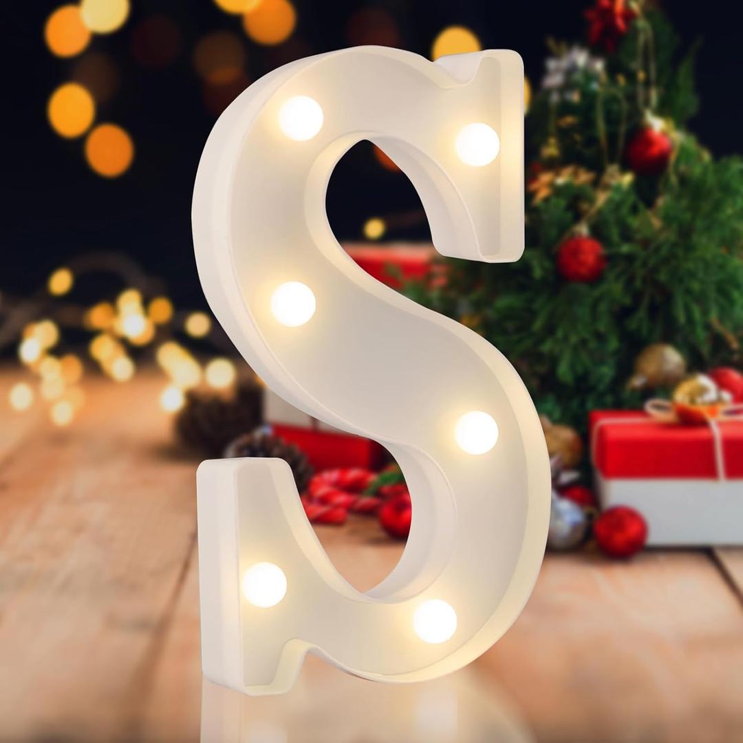 LED Marquee Letters, White 26 Alphabet Light Up Letters, Battery Powered LED Letter Lights for Birthday Party, Christmas Night, Home, Bar, Graduation, Wedding Decoration(S)