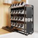 Spice Rack Organizer Drawer Cabinet: Pull Out Spice Seasoning Organization with 20 Jars - Facing Left or Right with Labels and Chalk Maker 4 Tier Slide Out Kitchen Storage for Countertop Wall Mount