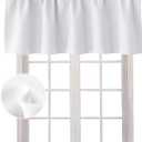 Hiasan Valance Curtains for Kitchen Rod Pocket Room Darkening Window Curtain Valance, 42 x 18 Inches Length, Greyish White, 1 Panel