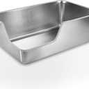 Stainless Steel Litter Box,Extra Large High Sided Litter Box for Indoor Big Cats,XL Jumbo Metal Cat Litter Boxes with Low Entry for Kittens & Senior Cats,Splash-Proof,Easy to Clean (Corner Entry)
