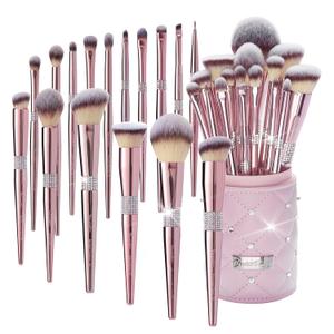 Bueart Design 16Pcs Makeup Brushes Set with Elegant Design Holder Case,Premium Ultra Soft Professional Make up Brushes for Foundation,Blush,Powder,Highlighter,Contour,Eyeshadow (Rose Gold)