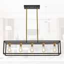 Kitchen Light Fixtures Farmhouse Rectangle Chandeliers Dining Room Light for Dining Rooms, Light Fixture Matte 5-Light Industrial Pendant Lighting