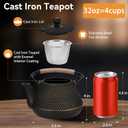 Cast Iron Teapot, 32 oz (950 ml) Japanese Tetsubin Tea Pot with Infuser for Stovetop Safe, Tea Kettle with Enameled Interior for Loose Leaf Tea and Tea Bags