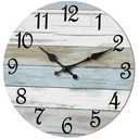 CHYLIN Wall Clock 14 Inch Bathroom Clock, Rustic Wall Clocks Battery Operated, Silent Non Ticking Wooden Coastal Beach Clock for Kitchen, Living Room, Bedroom, Office (White)