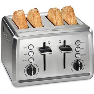 Hamilton Beach 4 Slice Toaster with Extra-Wide Slots, Bagel Setting, Toast Boost, Slide-Out Crumb Tray, Auto-Shutoff & Cancel Button, Stainless Steel (24798)