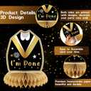 DARUNAXY Black Gold Graduation Party Decorations, Gold Class of 2026 Graduation Banner, 2026 Congrats Grad Honeycomb Hanging Swirl Confetti Balloon Congratulations Graduates Party Supplies(25PC)