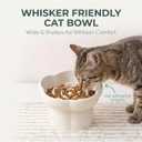 Ceramics Raised Slow Feeder Cat Bowl, Ceramic Elevated and Titled Food Bowl Small Dogs Slow Feeder, Flower Shaped Cute Cat Dish for Dry and Wet Food (Beige, 5.7")