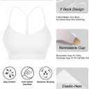 Comper Y Back Sports Bra for Women Low Impact Racerback Workout Bras Sexy Thin Straps Yoga Sport Bras with Removable Pads(White-XL), X-Large (White, XL)