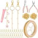 VioraWhite 227 Pcs Lip Gloss Keychain Making Kit Bulk 24 Keychain Clips with Lobster Claw Clasps 200 Jump Ring Chain Plier Hole Puncher for Valentine's Day DIY Lip Gloss Crafts Supplies(Gold)