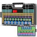 Battery Organizer Storage Holder Box Case with Tester, Ultra-Large 280+ Batteries Double-Sided Variety Pack,Holds AA AAA 4A C D Cell 9V 3V Lithium18650 LR44 CR2 CR123 CR1632 - Black