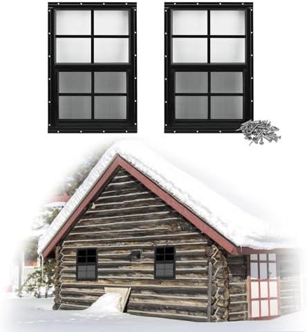 Gaahing 2-Pack 14" x 21" Heavy-Duty Aluminum Shed Windows Kit Flush Mount with Tempered Glass & Fiberglass Screens for Chicken Coops, Barns, Playhouses, Garages