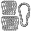 304 Stainless Steel Carabiners -2 inch Heavy Duty, Durable & Rust-Free Clips for Gym, Swing, Dog Leashes, Hammocks, Keychains, and More(304,M5 with Screw, Pack of 12)