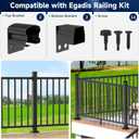 Egadis 4 Pack Aluminum Deck Railing Bracket Connector, Fixed Railing Bracket, Black Textured AAMA 2604 Powder-Coat Finish Modular Rail System for Outdoor Decks, Porches & Balconies