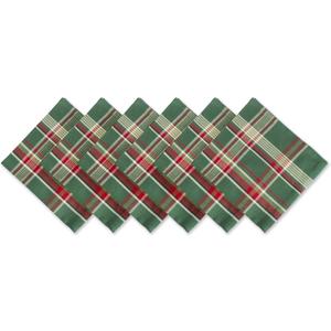 DII Holiday Kitchen and Table Dcor Christmas Cloth Square Napkin Set, Dark Green Plaid, 6 Count (18" x 18" (Set of 6))