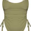KRLAGAPAS Women's Matcha Green Cheeky One Piece Bathing Suit Swimsuit Tummy Control High Cut Sexy, SW01MatchaGreen XL