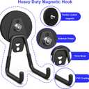 Heavy Duty Storage Magnetic Utility Hooks Large Garage Magnet Hooks with Anti-Slip Coating for Metal Cabinet,Pegboard,Garage Shelve,Garden Tools (3PCS 2.59'' Black)