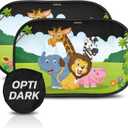 Car Window Shade for Baby with Certified UV-Protection 2 Pack - 20"x12" (Safari)