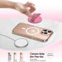 Magnetic Phone Ring Grip Holder, Silicone Finger Loop Grip, Compatible with MasSafe, Back of Phone for iPhone Pro Max/Plus/16/15/15/14/13/12 Series, Tender Pink