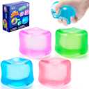 JOYIN 4 Pack Stress Cube, 2'' High Density Cube Fidget Toy, Stress Relief with Slow Rising Sensory Squishy Toys for Kids Adults, Birthday Gifts, Party Favors, Classroom Prizes for Boys Girls