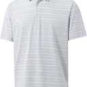 M MAELREG Boys Polo Shirt Short Sleeve Performance Moisture Wicking Dry fit Casual Striped Golf Shirts for Boys (Gray)