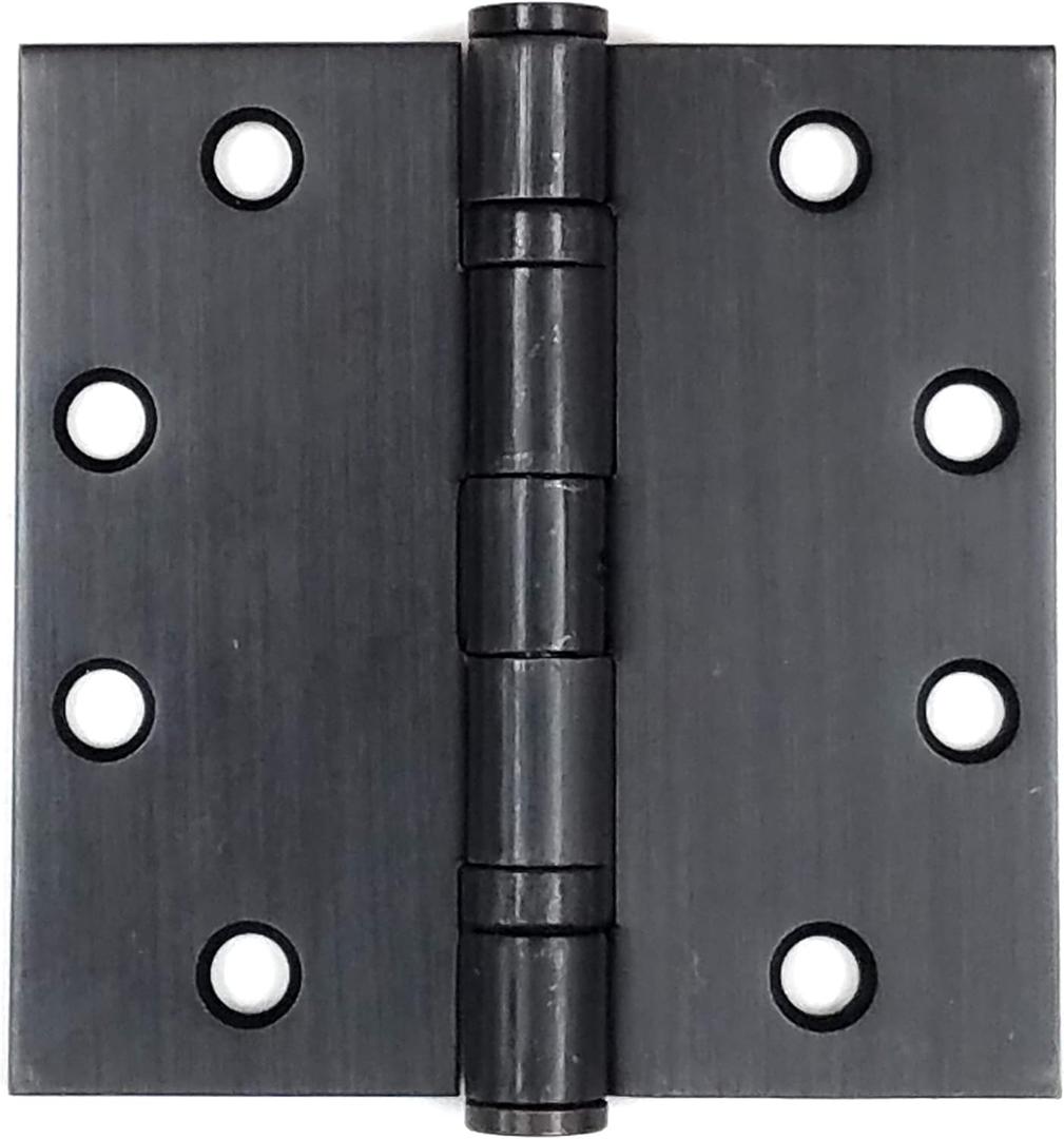 Hinge Outlet Square Ball Bearing Commercial Door Hinges, Heavy Duty Steel,Non-Removable Pin (4 Inch,Oil Rubbed Bronze, 2 Pack)