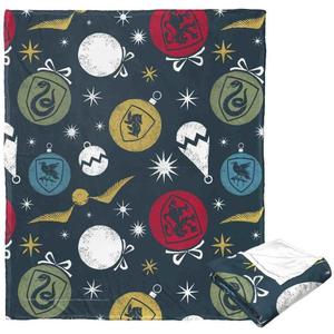 Northwest Warner Bros. Harry Potter House Ornaments Silk Touch Throw Blanket, Cozy for All Seasons, Lightweight for Couch, Sofa, Boys Girls Bedding, 50x60 Inches