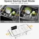 JASIWAY Dish Drying Rack in Sink, Expandable Stainless Steel Dish Drainers for Kitchen Counter, Dish Dryer Rack for Inside Sink, Over The Sink Dish Racks with Utensil Holder, Silver