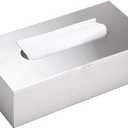 Sumnacon Rectangular Tissue Box Cover - Stylish Stainless Steel Paper Facial Cover, Modern Metal Tissue Box Holder for Bedroom/Bathroom/Vanity/Countertop/Dresser/Night Stand/Office/Car, Brushed Nickel