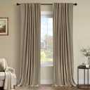 100% Blackout Shield Linen Blackout Curtains for Bedroom 96 Inches Long, Back Tab/Rod Pocket Living Room Drapes, Thermal Insulated Blackout Curtains 2 Panels Set, 50" W x 96" L, Plaza Taupe