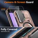 for Samsung Galaxy S24 FE Case Built-in Metal Camera Cover with Stand,[Compatible with Magsafe] Military Grade Rugged Shockproof Protective Cover with Screen Protector-Rose Gold