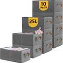 VZZNN 10 Pack Large Capacity Storage Bins Closet Organizer System, Sturdy Foldable Storage Boxes for Organizing Clothing, Sheets, Toys, Wardrobe - Closet Organizers and Storage