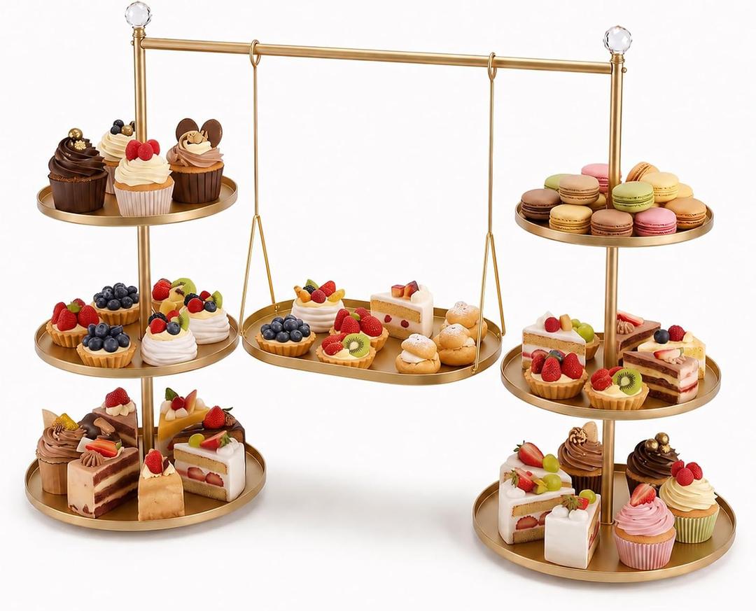 Metal 3 Tier Cupcake Stands Display, Removable Tray with Swing,Gold
Perfect For Weddings,Birthdays,Christmas,Parties,Decor,Dessert Table Display Set,Cupcake Tower,35 x 11.42 x 21.65 in